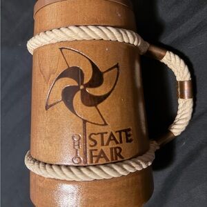 1974 Ohio State Fair Wooden Mug with Rope Handle